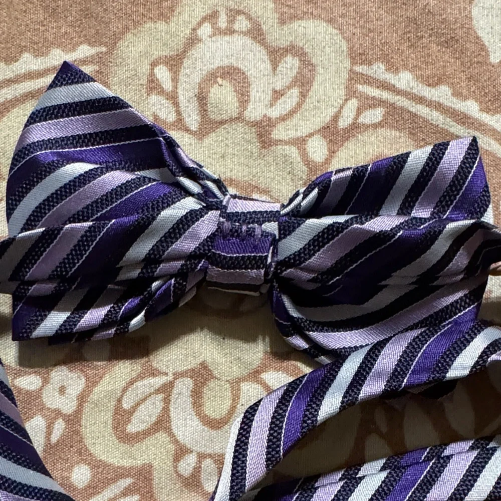 Junior Kids Purple Striped Bow Tie